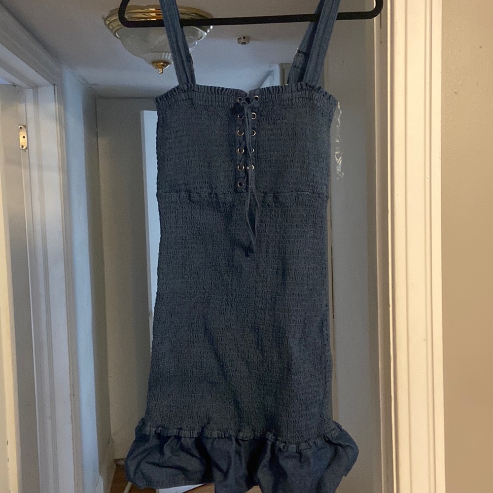 blue denim style stretchy dress